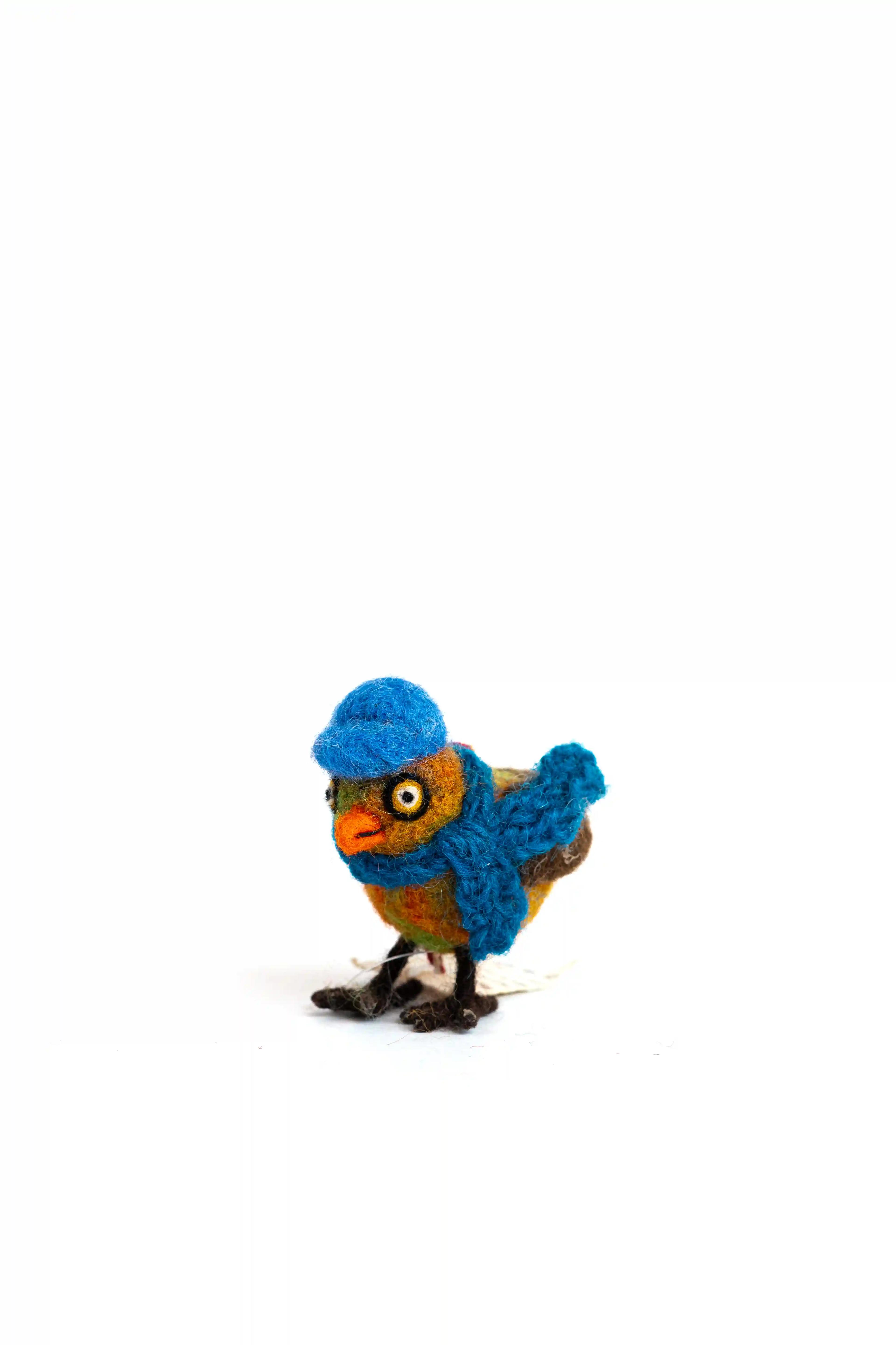 felt bird with blue ...