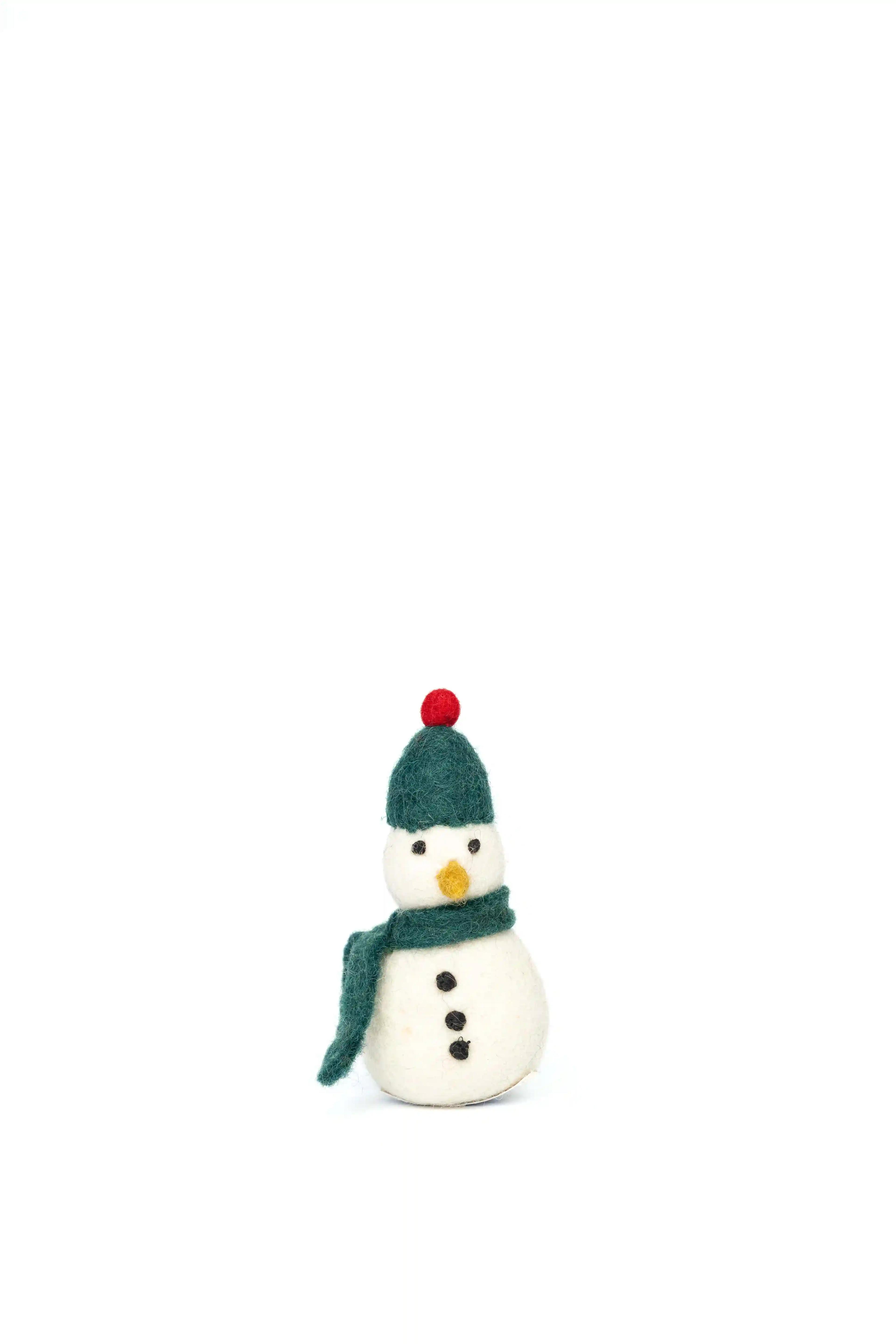 snowman with green c...