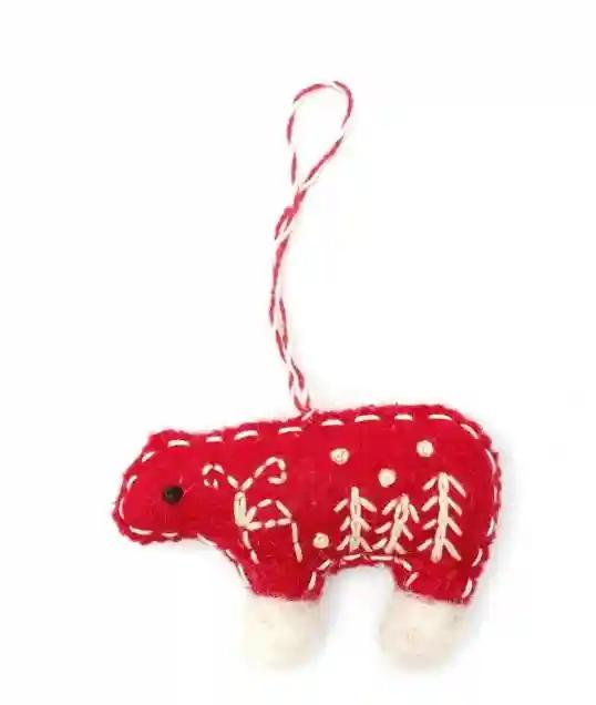 felt red polar bear 